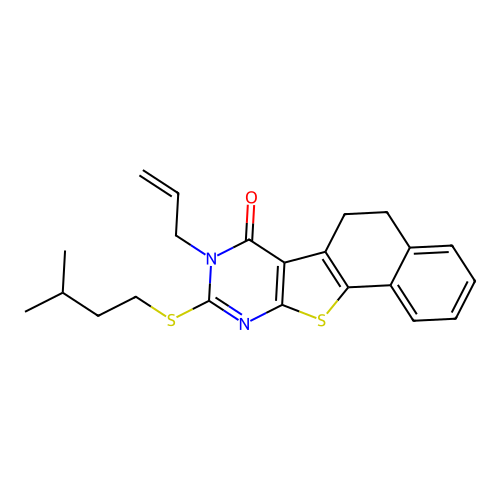8-allyl-9-(isopentylthio)-5,6-dihydronaphtho[2',1':4,5]thieno[2,3-d]pyrimidin-7(8H)-one structure