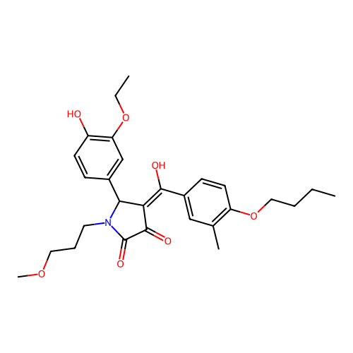 (4E)-4-[(4-butoxy-3-methylphenyl)-hydroxymethylidene]-5-(3-ethoxy-4-hydroxyphenyl)-1-(3-methoxypropyl)pyrrolidine-2,3-dione structure