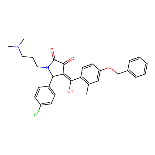 (4E)-5-(4-chlorophenyl)-1-[3-(dimethylamino)propyl]-4-[hydroxy-(2-methyl-4-phenylmethoxyphenyl)methylidene]pyrrolidine-2,3-dione structure