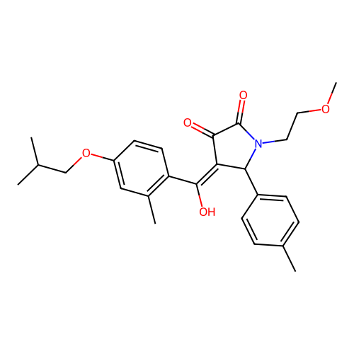 (4E)-4-[hydroxy-[2-methyl-4-(2-methylpropoxy)phenyl]methylidene]-1-(2-methoxyethyl)-5-(4-methylphenyl)pyrrolidine-2,3-dione structure