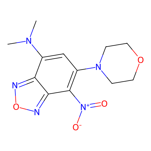 N,N-dimethyl-6-(morpholin-4-yl)-7-nitro-2,1,3-benzoxadiazol-4-amine structure