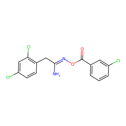 (1Z)-N'-{[(3-chlorophenyl)carbonyl]oxy}-2-(2,4-dichlorophenyl)ethanimidamide structure