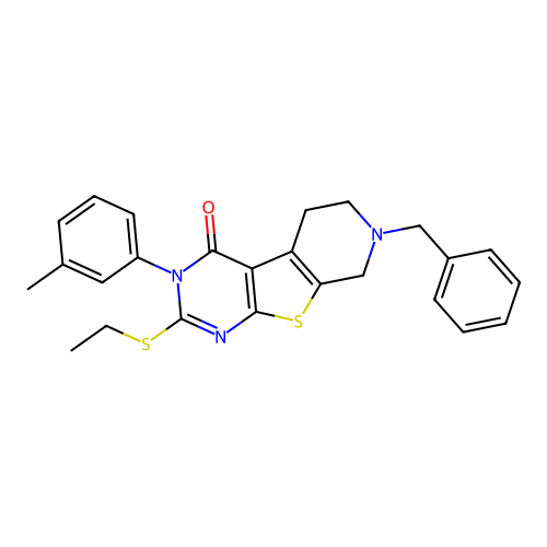 7-benzyl-2-(ethylsulfanyl)-3-(3-methylphenyl)-5,6,7,8-tetrahydropyrido[4',3':4,5]thieno[2,3-d]pyrimidin-4(3H)-one structure