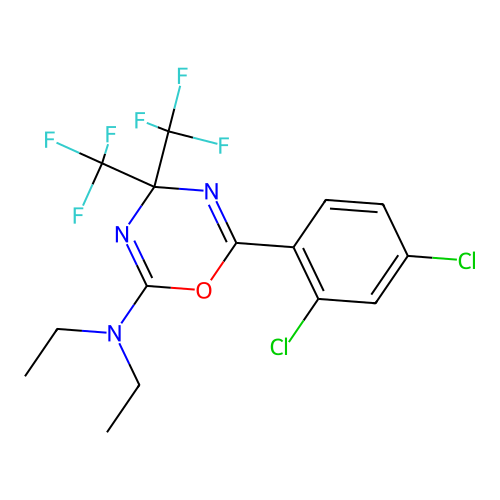 [6-(2,4-Dichloro-phenyl)-4,4-bis-trifluoromethyl-4H-[1,3,5]oxadiazin-2-yl]-diethyl-amine structure