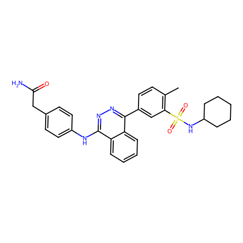 2-[4-({4-[3-(cyclohexylsulfamoyl)-4-methylphenyl]phthalazin-1-yl}amino)phenyl]acetamide structure