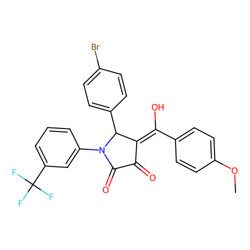 (4E)-5-(4-bromophenyl)-4-[hydroxy(4-methoxyphenyl)methylidene]-1-[3-(trifluoromethyl)phenyl]pyrrolidine-2,3-dione structure