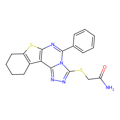 2-((5-phenyl-8,9,10,11-tetrahydrobenzo[4,5]thieno[3,2-e][1,2,4]triazolo[4,3-c]pyrimidin-3-yl)thio)acetamide structure