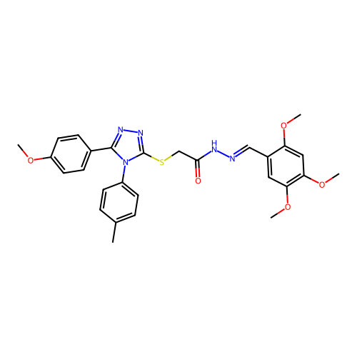 2-{[5-(4-methoxyphenyl)-4-(4-methylphenyl)-4H-1,2,4-triazol-3-yl]sulfanyl}-N'-[(E)-(2,4,5-trimethoxyphenyl)methylidene]acetohydrazide structure