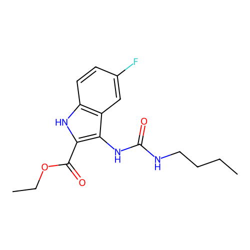 ethyl 3-[(butylcarbamoyl)amino]-5-fluoro-1H-indole-2-carboxylate structure