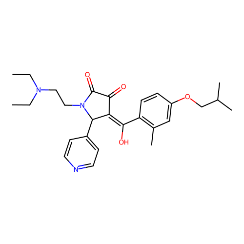 (4E)-1-(2-diethylaminoethyl)-4-[hydroxy-[2-methyl-4-(2-methylpropoxy)phenyl]methylidene]-5-pyridin-4-ylpyrrolidine-2,3-dione structure