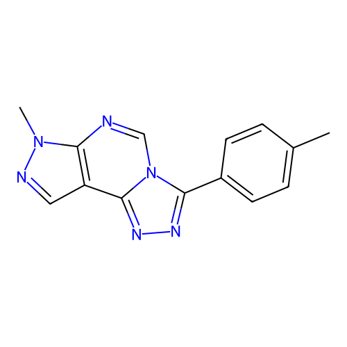 7-methyl-3-(p-tolyl)-7H-pyrazolo[4,3-e][1,2,4]triazolo[4,3-c]pyrimidine structure