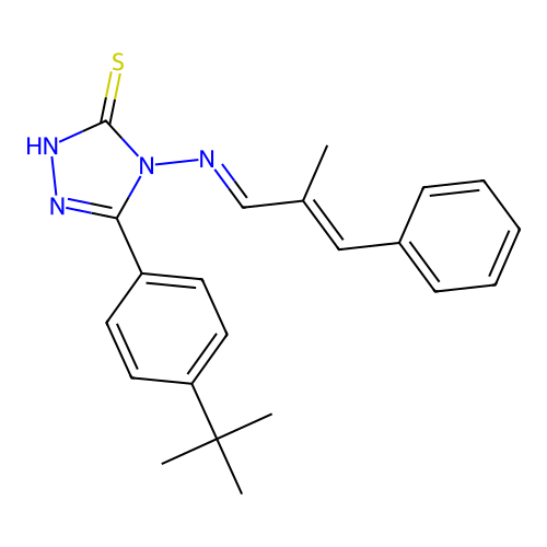 3-(4-tert-butylphenyl)-4-[(E)-[(E)-2-methyl-3-phenylprop-2-enylidene]amino]-1H-1,2,4-triazole-5-thione structure