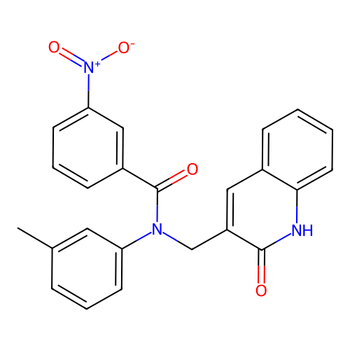 N-(3-methylphenyl)-3-nitro-N-[(2-oxo-1H-quinolin-3-yl)methyl]benzamide structure