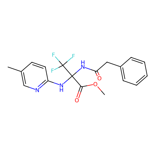 methyl 3,3,3-trifluoro-2-[(5-methylpyridin-2-yl)amino]-N-(phenylacetyl)alaninate structure