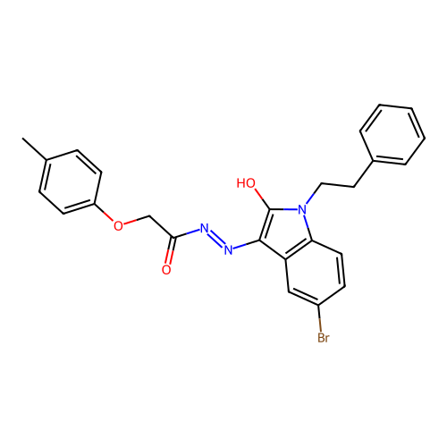 (Z)-N'-(5-bromo-2-oxo-1-phenethylindolin-3-ylidene)-2-(p-tolyloxy)acetohydrazide structure