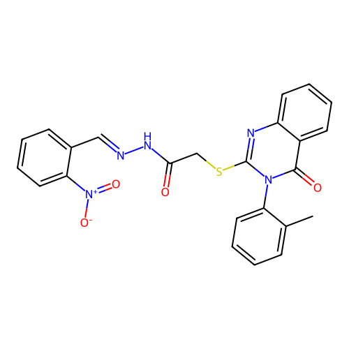 2-{[3-(2-methylphenyl)-4-oxo-3,4-dihydroquinazolin-2-yl]sulfanyl}-N'-[(E)-(2-nitrophenyl)methylidene]acetohydrazide structure