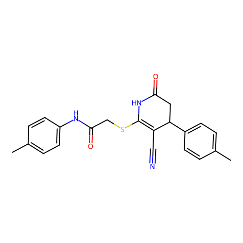 2-{[3-cyano-4-(4-methylphenyl)-6-oxo-1,4,5,6-tetrahydropyridin-2-yl]sulfanyl}-N-(4-methylphenyl)acetamide structure