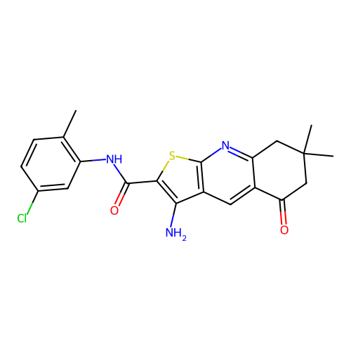 3-amino-N-(5-chloro-2-methylphenyl)-7,7-dimethyl-5-oxo-5,6,7,8-tetrahydrothieno[2,3-b]quinoline-2-carboxamide structure