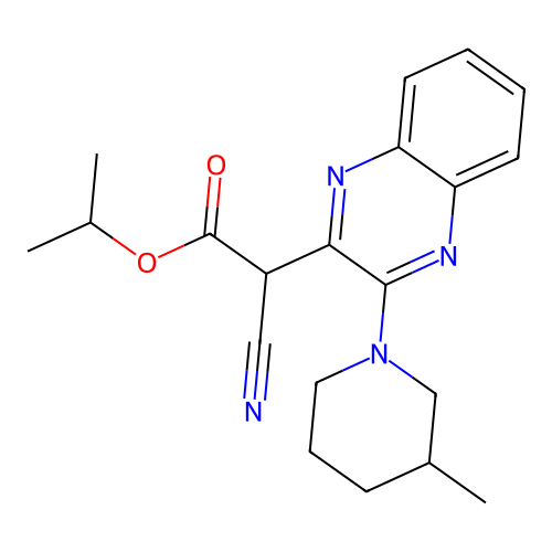Propan-2-yl cyano[3-(3-methylpiperidin-1-yl)quinoxalin-2-yl]acetate structure