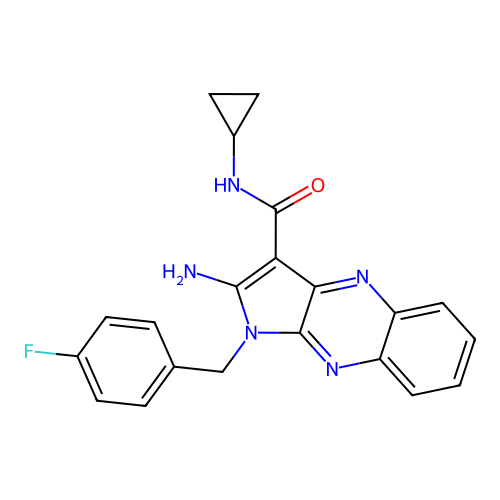 2-amino-N-cyclopropyl-1-(4-fluorobenzyl)-1H-pyrrolo[2,3-b]quinoxaline-3-carboxamide structure