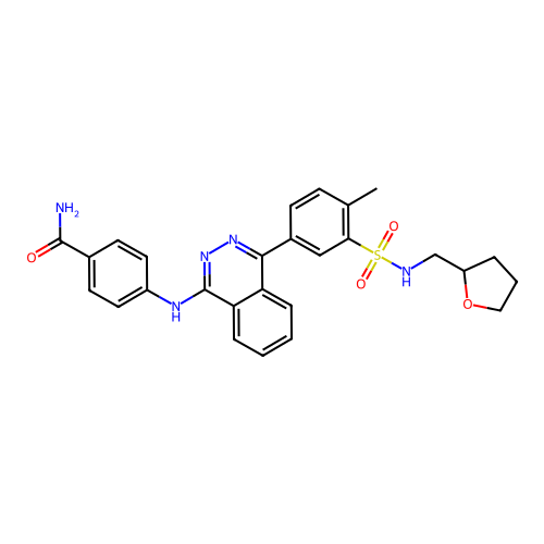 4-[[4-[4-methyl-3-(oxolan-2-ylmethylsulfamoyl)phenyl]phthalazin-1-yl]amino]benzamide structure