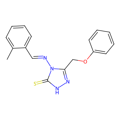 4-[(E)-(2-methylphenyl)methylideneamino]-3-(phenoxymethyl)-1H-1,2,4-triazole-5-thione structure