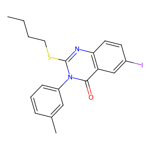 2-(butylsulfanyl)-6-iodo-3-(3-methylphenyl)quinazolin-4(3H)-one structure