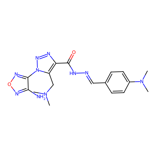 (E)-1-(4-amino-1,2,5-oxadiazol-3-yl)-N'-(4-(dimethylamino)benzylidene)-5-((dimethylamino)methyl)-1H-1,2,3-triazole-4-carbohydrazide structure