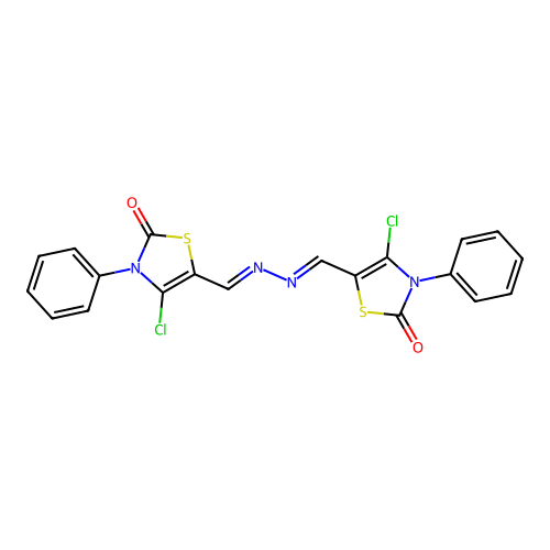 4-chloro-5-[(E)-[(E)-(4-chloro-2-oxo-3-phenyl-1,3-thiazol-5-yl)methylidenehydrazinylidene]methyl]-3-phenyl-1,3-thiazol-2-one structure