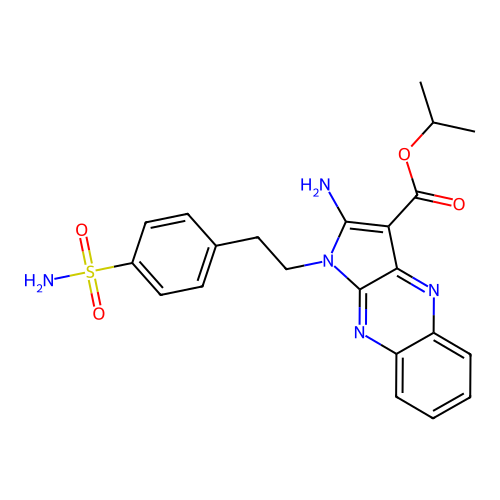 isopropyl 2-amino-1-(4-sulfamoylphenethyl)-1H-pyrrolo[2,3-b]quinoxaline-3-carboxylate structure