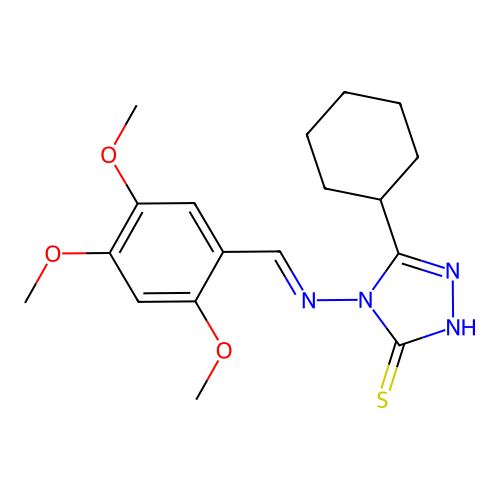 5-Cyclohexyl-4-((2,4,5-trimethoxybenzylidene)amino)-4H-1,2,4-triazole-3-thiol structure