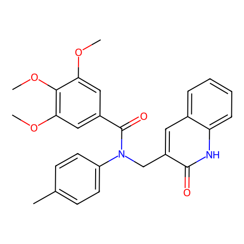 3,4,5-trimethoxy-N-(4-methylphenyl)-N-[(2-oxo-1H-quinolin-3-yl)methyl]benzamide structure