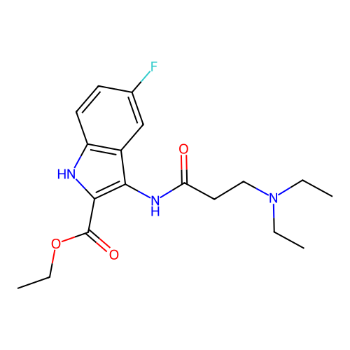 ethyl 3-[(N,N-diethyl-beta-alanyl)amino]-5-fluoro-1H-indole-2-carboxylate structure