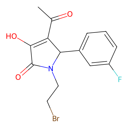 3-acetyl-1-(2-bromoethyl)-2-(3-fluorophenyl)-4-hydroxy-2H-pyrrol-5-one structure