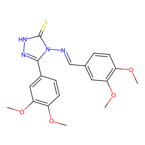 (E)-4-((3,4-dimethoxybenzylidene)amino)-5-(3,4-dimethoxyphenyl)-4H-1,2,4-triazole-3-thiol structure