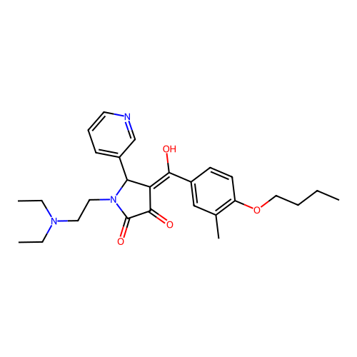 (4E)-4-[(4-butoxy-3-methylphenyl)-hydroxymethylidene]-1-(2-diethylaminoethyl)-5-pyridin-3-ylpyrrolidine-2,3-dione structure
