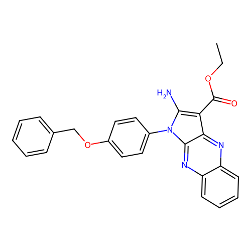 ethyl 2-amino-1-(4-(benzyloxy)phenyl)-1H-pyrrolo[2,3-b]quinoxaline-3-carboxylate structure