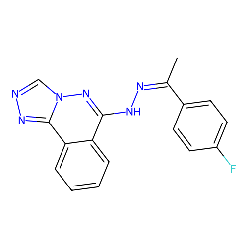 (Z)-6-(2-(1-(4-fluorophenyl)ethylidene)hydrazinyl)-[1,2,4]triazolo[3,4-a]phthalazine structure