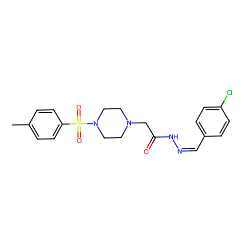 (Z)-N'-(4-chlorobenzylidene)-2-(4-tosylpiperazin-1-yl)acetohydrazide structure
