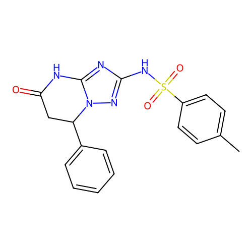 4-methyl-N-(5-oxo-7-phenyl-4,5,6,7-tetrahydro-[1,2,4]triazolo[1,5-a]pyrimidin-2-yl)benzenesulfonamide structure