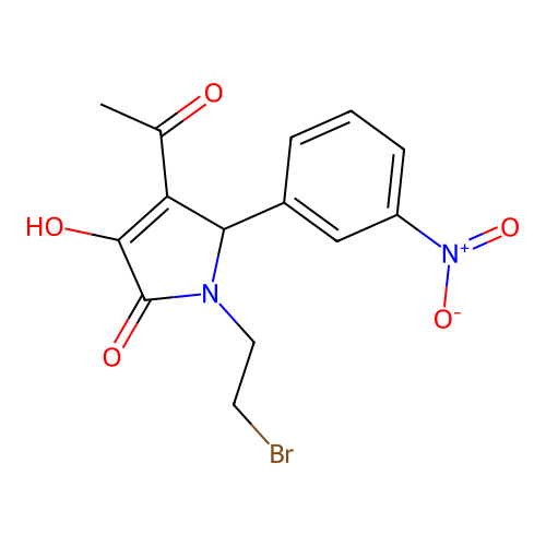 3-acetyl-1-(2-bromoethyl)-4-hydroxy-2-(3-nitrophenyl)-2H-pyrrol-5-one structure