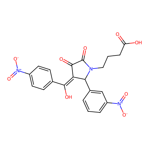 4-[(3E)-3-[hydroxy(4-nitrophenyl)methylidene]-2-(3-nitrophenyl)-4,5-dioxopyrrolidin-1-yl]butanoic acid structure