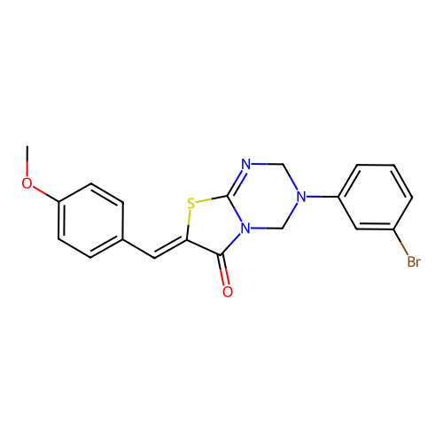 (Z)-3-(3-bromophenyl)-7-(4-methoxybenzylidene)-3,4-dihydro-2H-thiazolo[3,2-a][1,3,5]triazin-6(7H)-one structure