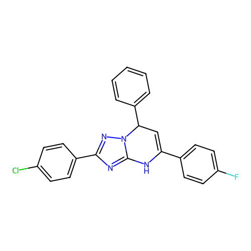 2-(4-chlorophenyl)-5-(4-fluorophenyl)-7-phenyl-1,7-dihydro-[1,2,4]triazolo[1,5-a]pyrimidine structure