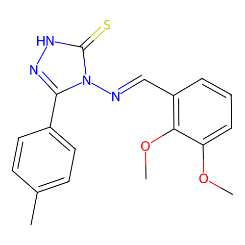 (E)-4-((2,3-dimethoxybenzylidene)amino)-5-(p-tolyl)-4H-1,2,4-triazole-3-thiol structure