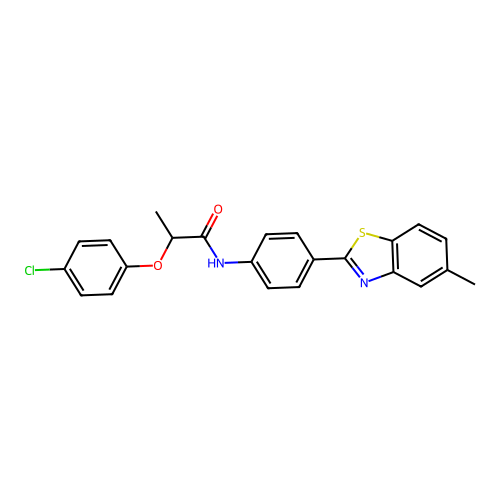 2-(4-chlorophenoxy)-N-[4-(5-methyl-1,3-benzothiazol-2-yl)phenyl]propanamide structure