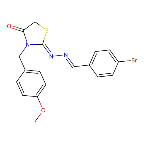 (Z)-2-((E)-(4-bromobenzylidene)hydrazono)-3-(4-methoxybenzyl)thiazolidin-4-one structure