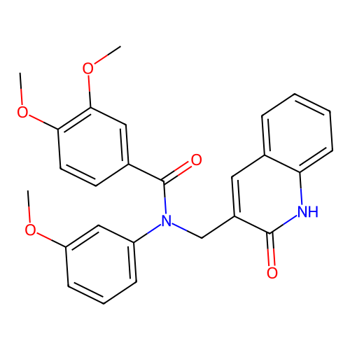 3,4-dimethoxy-N-(3-methoxyphenyl)-N-[(2-oxo-1H-quinolin-3-yl)methyl]benzamide structure