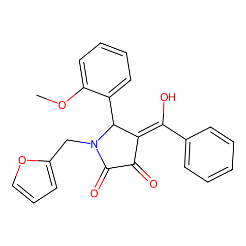 (4E)-1-(furan-2-ylmethyl)-4-[hydroxy(phenyl)methylidene]-5-(2-methoxyphenyl)pyrrolidine-2,3-dione structure