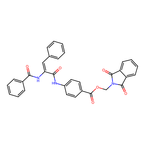 (1,3-dioxoisoindol-2-yl)methyl 4-[(2-benzamido-3-phenyl-prop-2-enoyl)amino]benzoate structure